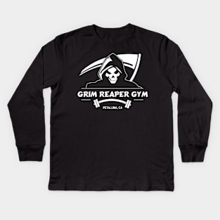 Grim Reaper Gym Petaluma Reversed Kids Long Sleeve T-Shirt